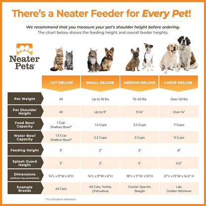 Neater Feeder Deluxe Mess Proof Dog Bowls Elevated for Small Dogs under 19 Lbs, Made in USA, No Spill Raised Dog Food Bowl Stand Feeding Station, Food and Water Bowl Set, Gunmetal