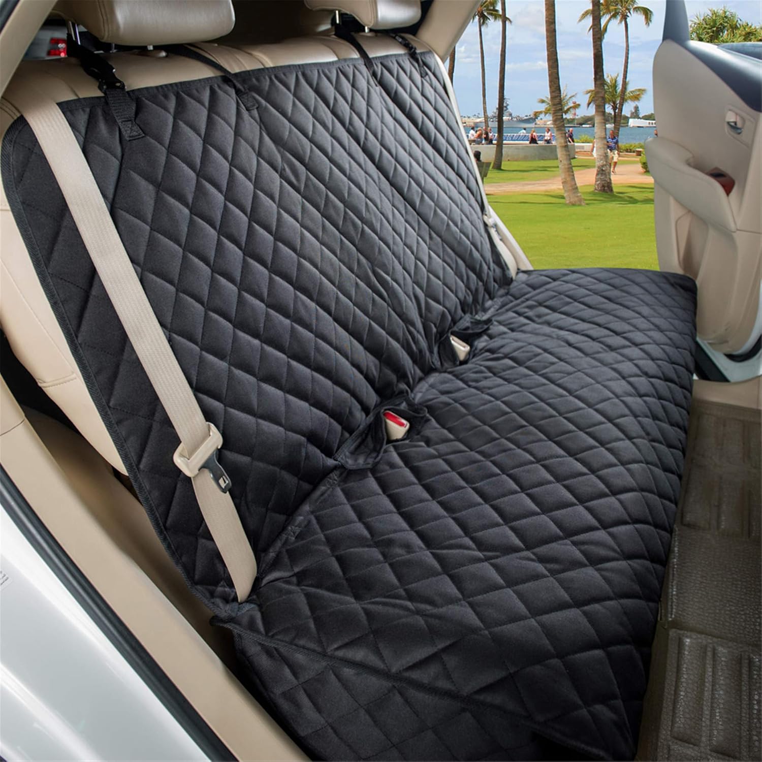 Heavy-Duty Waterproof Nonslip Pet Car Seat Cover Protector for Dogs - Universal Fit for Vehicles, Trucks & SUVs (Black)