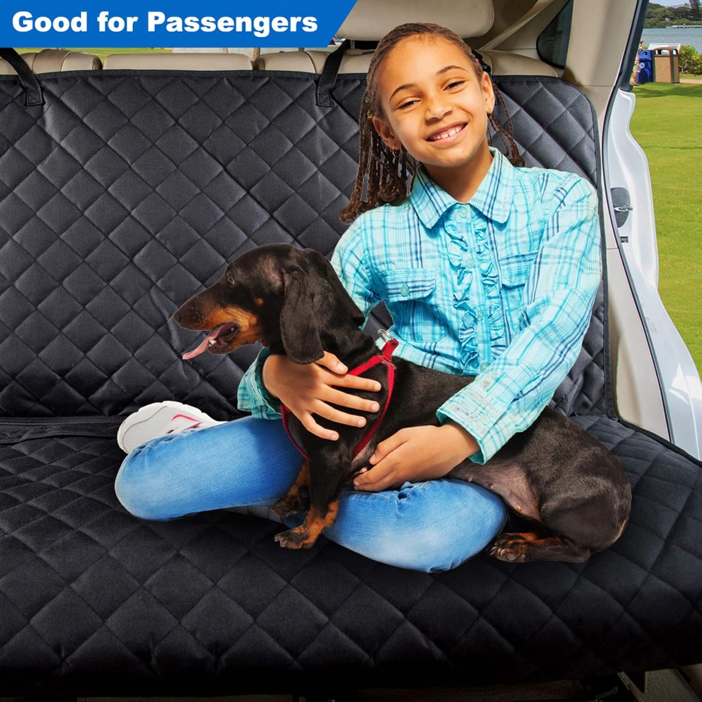 Heavy-Duty Waterproof Nonslip Pet Car Seat Cover Protector for Dogs - Universal Fit for Vehicles, Trucks & SUVs (Black)