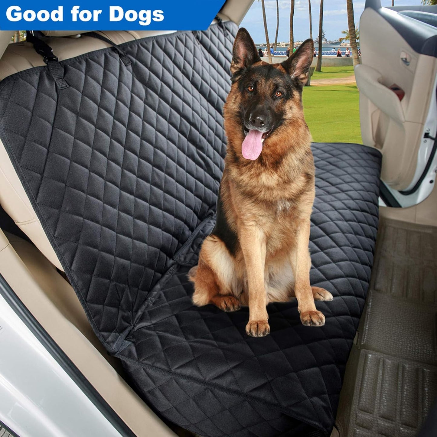 Heavy-Duty Waterproof Nonslip Pet Car Seat Cover Protector for Dogs - Universal Fit for Vehicles, Trucks & SUVs (Black)