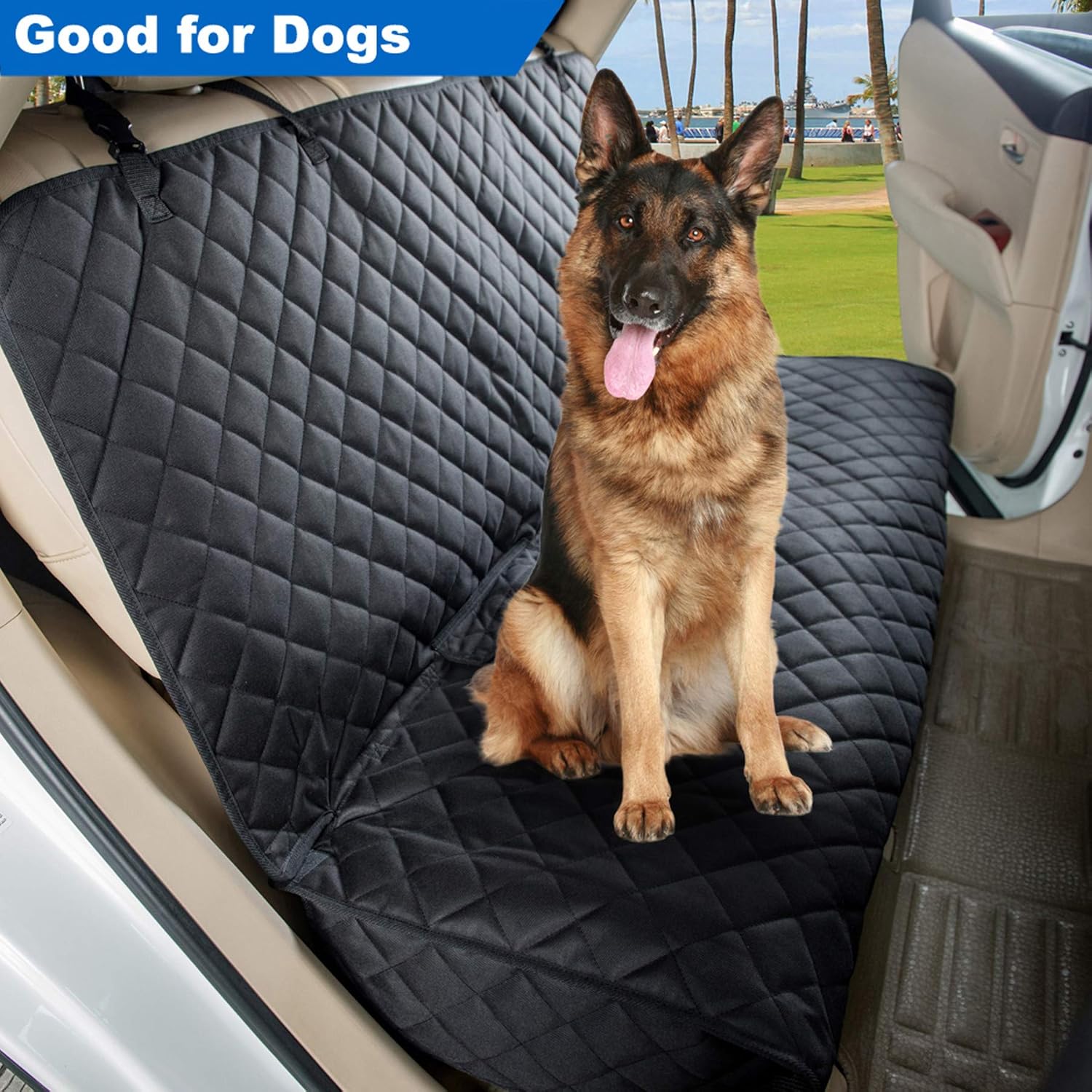 Heavy-Duty Waterproof Nonslip Pet Car Seat Cover Protector for Dogs - Universal Fit for Vehicles, Trucks & SUVs (Black)