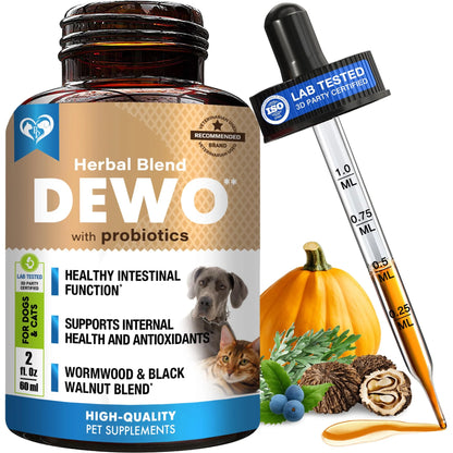 Natural Intestinal Defense for Dogs & Cats – Herbal Cleanse with Black Walnut & Probiotic – Promotes Healthy Gut & Flora Balance – Advanced Broad Spectrum Formula