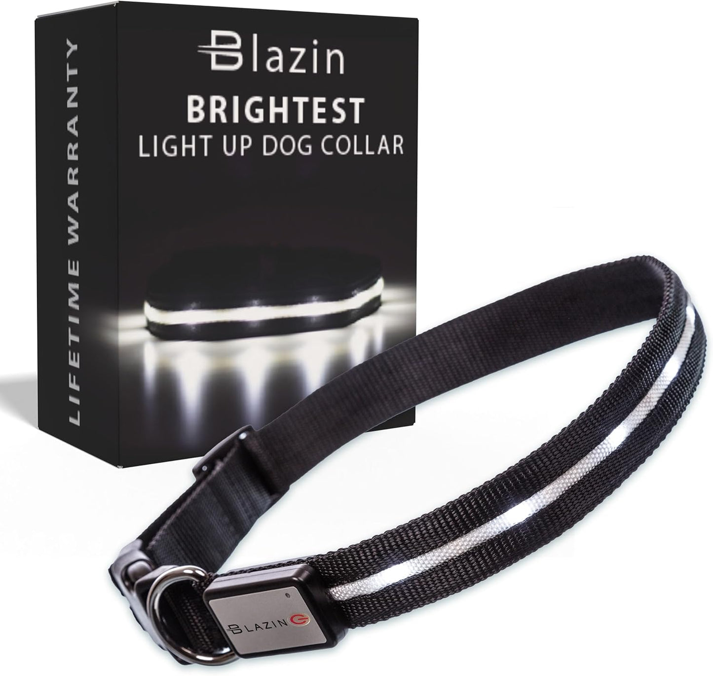 Light up Dog Collar - the Original LED Dog Collar - USB Rechargeable - Waterproof - 1,000 Feet of Visibility - Dog Collar Light for Small, Medium, Large Dogs - USA Brand