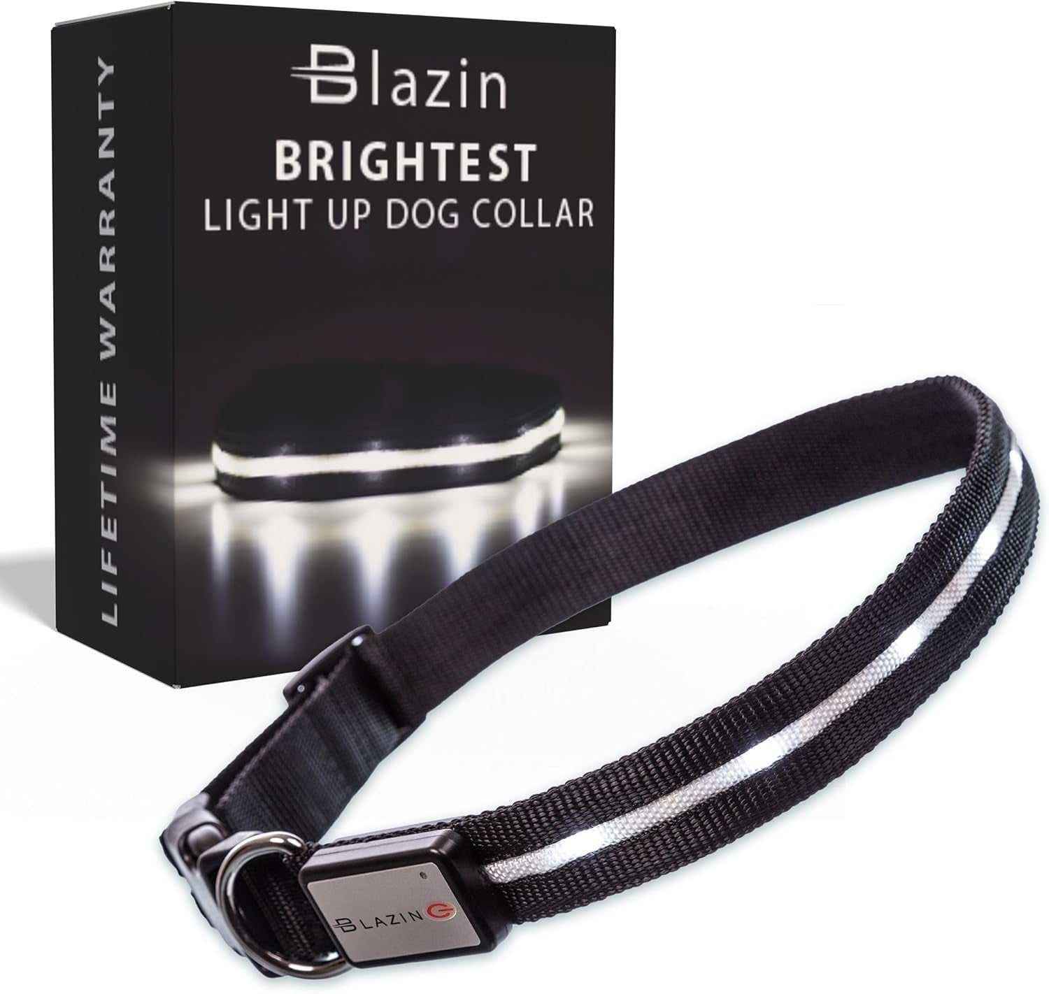 Light up Dog Collar - the Original LED Dog Collar - USB Rechargeable - Waterproof - 1,000 Feet of Visibility - Dog Collar Light for Small, Medium, Large Dogs - USA Brand