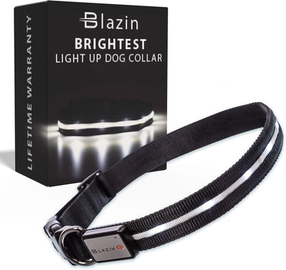 Light up Dog Collar - the Original LED Dog Collar - USB Rechargeable - Waterproof - 1,000 Feet of Visibility - Dog Collar Light for Small, Medium, Large Dogs - USA Brand